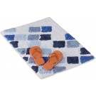 relaxdays Badmat - douchemat - antislip - toiletmat - wc-mat - badkamerkleed - 50 x 80 cm blauw