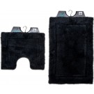Wicotex-Badmat set met Toiletmat-WC mat-met uitsparing zwart uni-Antislip onderkant