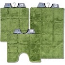 Wicotex - Badmat set - Badmat - Toiletmat - Bidetmat ruit Groen - Antislip onderkant - WC mat met uitsparing