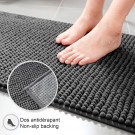 Badmat Anti-Slip av soft Chenille | Super absorberend en machinewasbaar | Te combineren als badmat set | Voor de badkamer, douche, bad of als WC mat | Donker Grijs - 40x60 cm